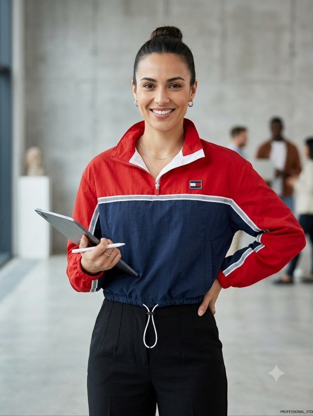Tommy Hilfiger Sport Red & Navy Colorblock Pullover Windbreaker